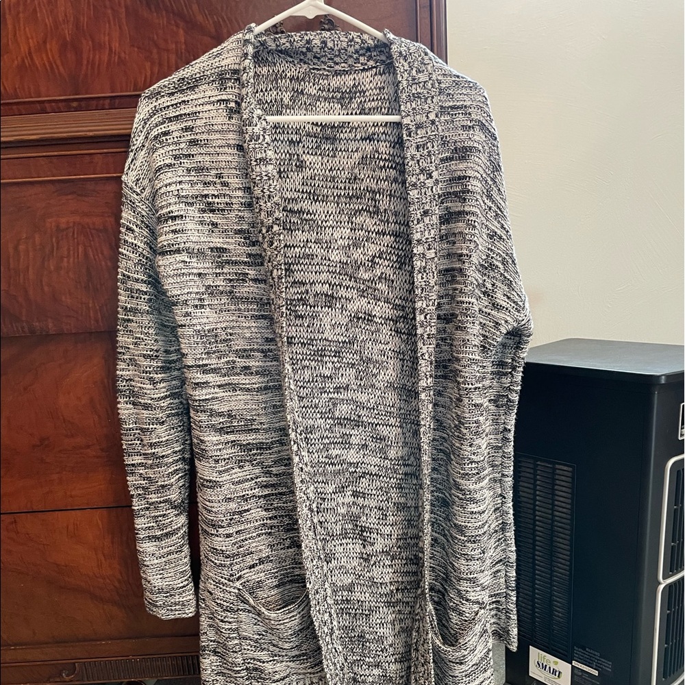 White and black cardigan